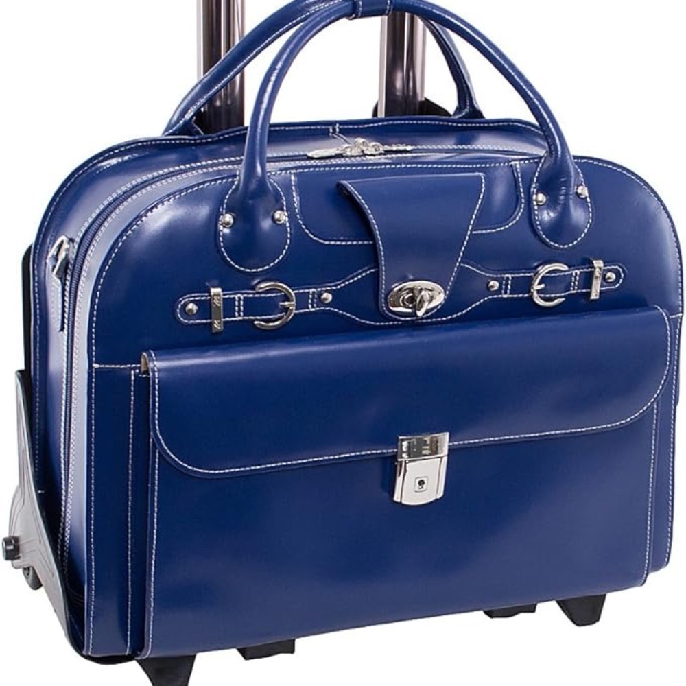 McKlein Wheeled Detachable Briefcase, Navy, 18"x8.75"x14.5"